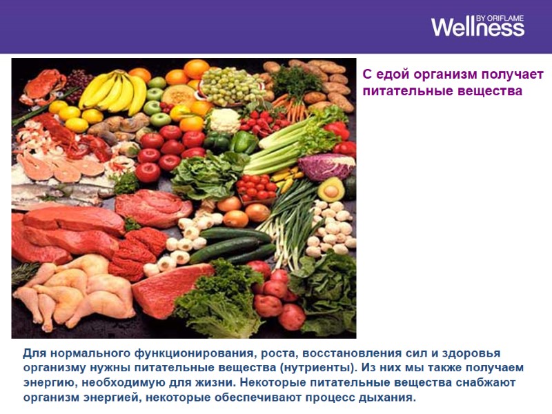 С едой организм получает     питательные вещества Для нормального функционирования, роста,